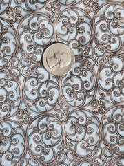 Unbranded, Blue & Golden Brown Cotton Fabric, 28″ X .50 (1/2) Yd