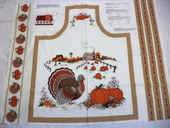 VIP CRANSTON FALL THANKSGIVING TURKEY PUMPKIN CUT & SEW APRON FABRIC PANEL