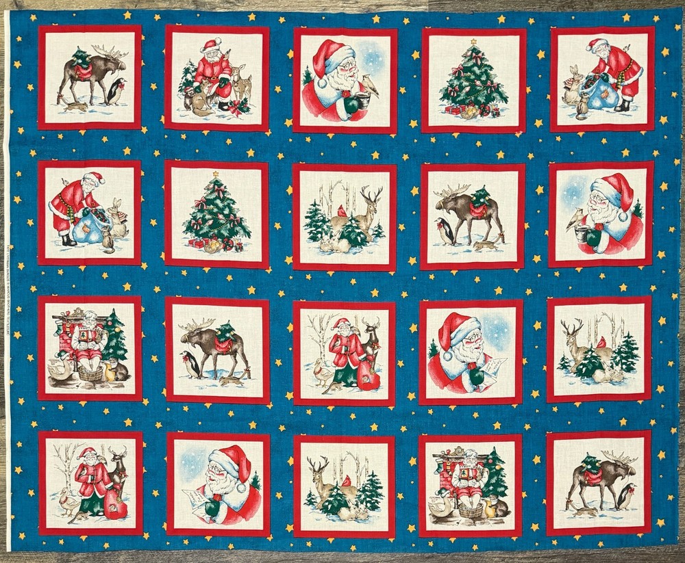 Vintage Faye Burgos for Marcus Brothers Christmas Cotton Fabric Panel 35″ x 44″