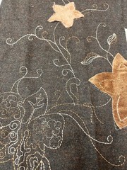 $24 for 2 Yards – Real Wool (Flannel) Fabric – Brown Embroidered Fabric Color