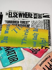 Fabric Lot of 3 Fat Quarters-Phrases/Newspaper/License Plates-100% Cotton-NEW