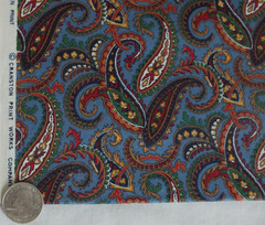 1 yard cotton quilt fabric quilting vintage OOP PAISLEY dark teal VIP Concord