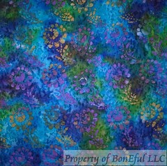BonEFul FQ Cotton Quilt Aqua BLUE Rainbow Color Flower Dot Batik Texture Blender