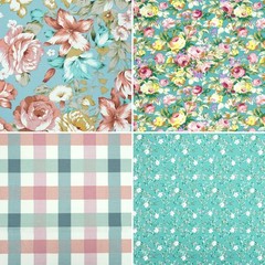 7-Piece Floral Printed Quilting Fabric Bundle, 100% Cotton Fat Quarters, 22″X22″