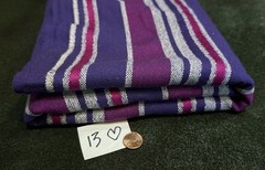 Vintage – 100% WOOL Fabric: FRESH BERRY PURPLES – Striped – NOS – 56” x 23”