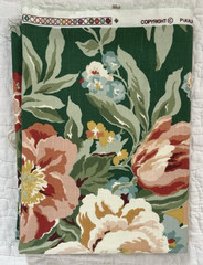 1 Yard + 3” P. Kaufmann Green Floral Upholstery Fabric 39×55 Rose Pink Red