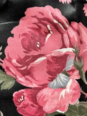1 yard Marcus Brothers Textiles Fabric Black w Floral Pink Mauve Roses x44″ wide