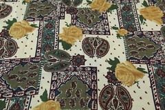 2Y x 60″ Vintage 80s 90s Rayon Paisley Floral Rose Fabric Maximalist Ornate Bold