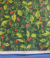 Cotton Quilt Fabric Lot of 5 Christmas Holiday Prints Holly/Gold tones 3+ yds