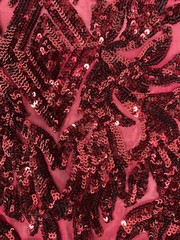 Francesca BURGUNDY Vines and Diamonds Pattern Sequins on Mesh Lace Fabric by th