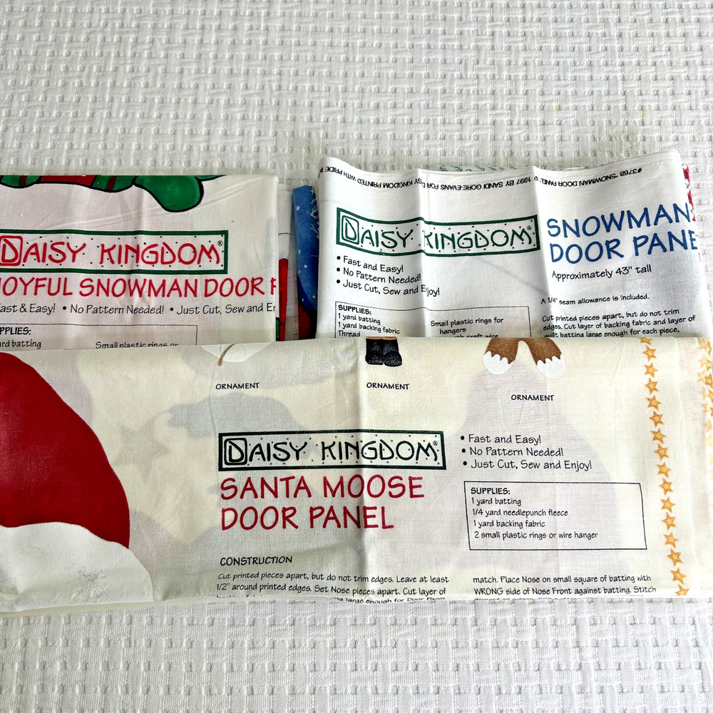 VTG 90s Daisy Kingdom Santa Moose Joyful Snowman Door Panels Cut N Sew Lot of 3