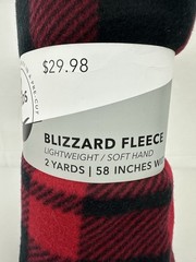 Joann Fabrics Lightweight Blizzard Fleece Luke Red & Black Buffalo Plaid 2 Yards
