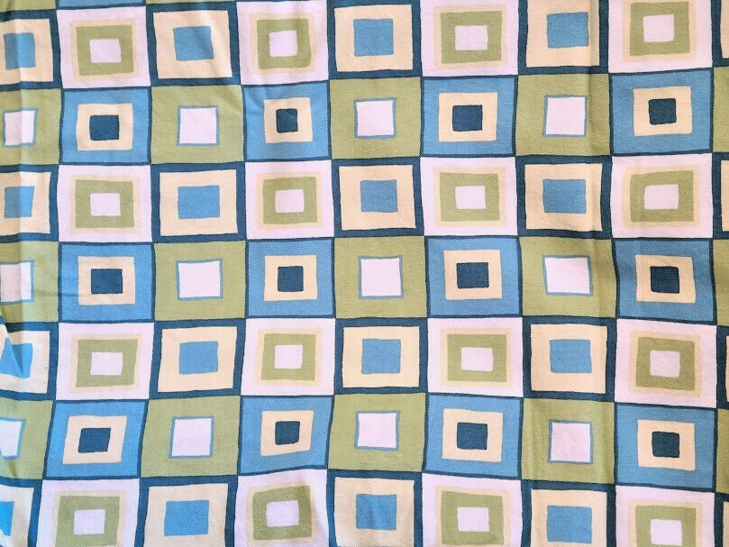 Kingsway Fabrics Mod Squad Cotton Turquoise Green Retro Squares 54″ x 70″