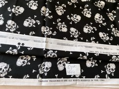 Quilting Sewing Fabric Timeless Treasure VTG 2006 Black White Skull Bones