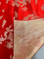 Arisa RED Gold Dragon Brocade Chinese Satin Fabric for Cheongsam/Qipao, Apparel