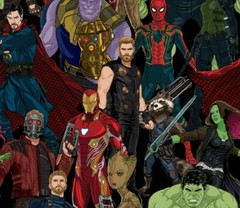 FAT QUARTER MARVEL AVENGERS INFINITY WAR FABRIC COMIC SUPERHERO QUILTING FQ