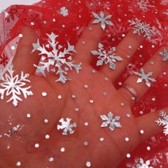 150cm x 90cm Snowflake Tulle Silver Decal Organza Mesh Cloth DIY Handmade Fabric