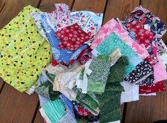 Over 3.5 Pounds of Cotton Fabric Quilting Cut Scraps Squares Remnants