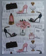 Fabric Cotton Shoes Purses Flowers 10 3/8″ L x 8 1/4″ W Quilt Sewing Crafts