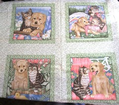 1 panel of 18″ Puppies & Kittens Quilt/Pillow Blocks, Makes 4 Blocks