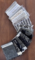 17- One Quarter Yard Fabric ( NOT FAT QUARTERS) With Blacks, Grays And White