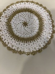 2- 6” Doilies Round White And Gold