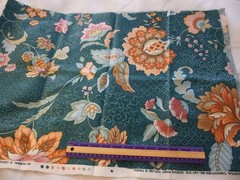 Stanley King Studio- drapery fabric-large Jacobean floral on green-56″x 19″