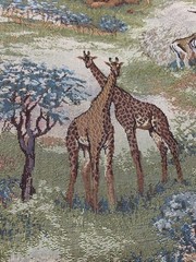 Tapestry Upholstery Fabric Cotton African Animal Jungle Giraffe Lion BTY