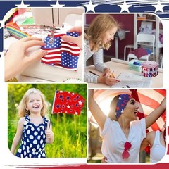 Hosuly 40 Pcs Patriotic Fabric Red White and Blue Jelly Fabric 4th of July Am…