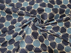 Tommy Bahama Blue Navy Geometric Circle Spot In/Outdoor Grid Pattern Uph Fabric