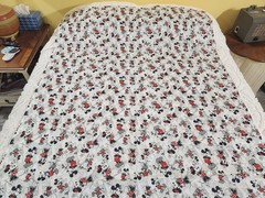 Vintage Mickey Mouse Cotton Quilt Red White DISNEY Mickey Minnie Mouse Dot 45×55