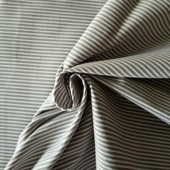 Taupe and White Narrow Stripe Cotton Shirting