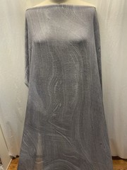 100% Silk Chiffon w/ Lurex Gold Stripes & Wave Gray Fabric By the Yard 44″ Wide