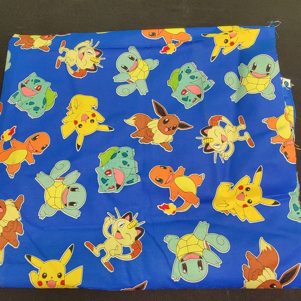 Pokemon Characters Cotton Print Fabric Blue Background 108×44 IN, 3 Yards