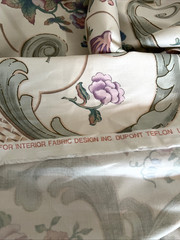 Anna Ruben 1990 Cotton Sateen Fabric Country Cottage Floral Lace Scrolls 4 yds.