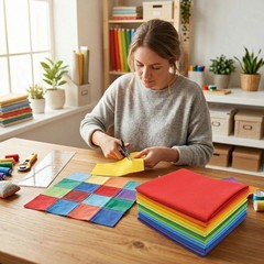 12 Precut Cotton Fabric Quilting Fat Quarters Bright Rainbow Colors