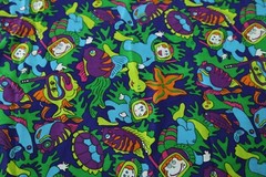 3Y x 44″ Vibrant Colorful Novelty Fish Scuba Ocean Fabric Quilt Cotton Neon