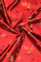 Red Chinese Bamboo Brocade Satin Apparel Fabric by the yard 45″ Wide