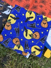 Halloween Themes Fabric Lot Plus Two Witch Puppets Vintage All New