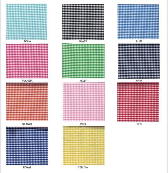 1/4″ Gingham Fabric Poly Cotton Blend – By The Yard (Various Colors)