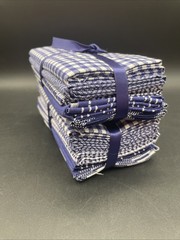 (2) Fat Quarter Bundles, Blue & White Woven, 5 pcs Each, 18″x21″ Cotton New