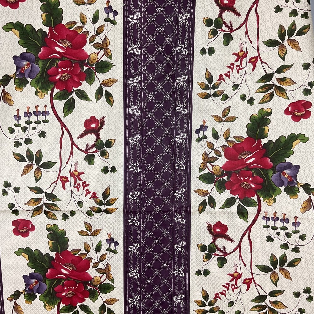 Matters of the Heart Kaye England Floral Striped Cotton Fabric 110” x 43”