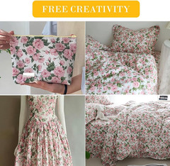 Cotton Fabric by The Yard for Sewing DIY Crafting Fashion Design Pink Rose