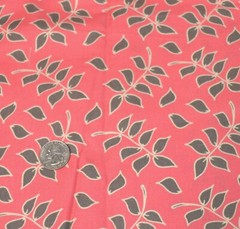 Pink and Brown Cotton Fabric Top Drawer Nochella Leaves 2/3 Yard