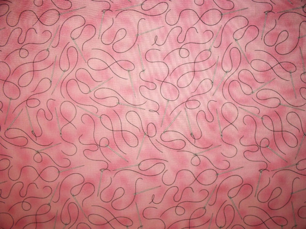 SEWING NEEDLES SILVER PINK COTTON FABRIC BTHY