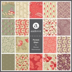 ANDOVER – Forest Glen by Renee Nannmeman – Tuberose – Eggplant ,1/4 yard