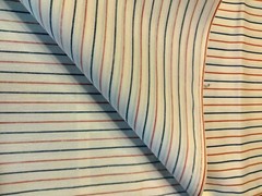 4.1yds (148″)Lx45″W red and blue pinstripe on white cotton “shirting” bolt cut