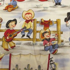 VTG LIL COWPOKES Cotton Quilting Fabric Michael Miller Cowboys ADORABLE BTY x 44