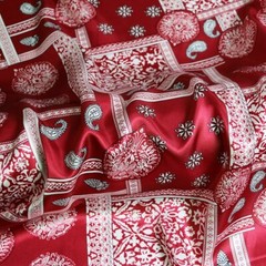 1Yard Soft Silky Satin Fabric Retro Paisley Plaid Patchwork charmeuse Material