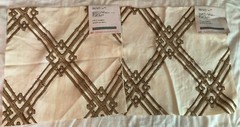 BRUNSCHWIG & FILS 2 pc Bamboo Trellis Tan 12 1/2, 13″ Embroidered Fabric Samples